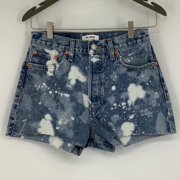 RE/DONE Size 26 70s High Rise Denim Shorts Splash Jean Cutoff $215 msrp G14-8 - Picture 2 of 9